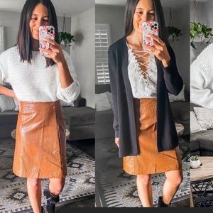 Brown faux leather skirt